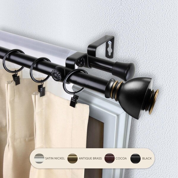 Kd 0.8125 in. Kingsly Double Curtain Rod with 48 to 84 in. Extension, Black KD3726112 - main